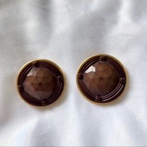 2/15$| Gold and Brown Clip on Earrings